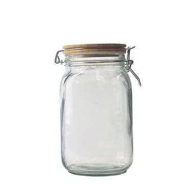 Kitchen Square Storage Jar With Bamboo Lid Clip 1250Ml