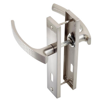 Door handles on plate key entry satin nickel finish louna 165mm inspire
