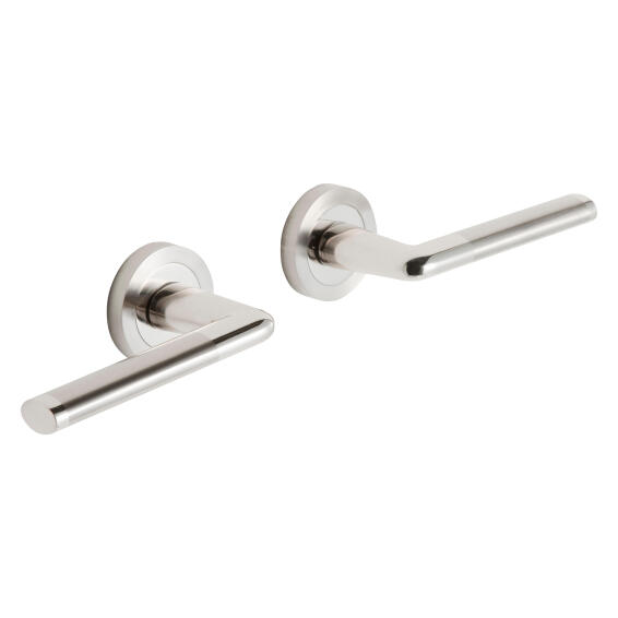 Door handles on round rose satin nickel finish sophie inspire