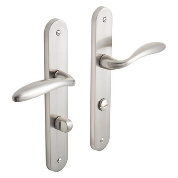 Door handles on plate thumbturn entry satin nickel finish agathe inspire