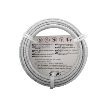 Cable steel plastic sheated CW2 transparent zinc plated diameter 2.9mm/4mm length 10m Standers