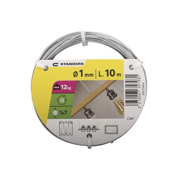 Cable steel zinc plated non sheated CW1  diameter 1mm length 10m Standers