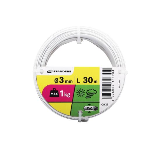 Wire metal plastic coated CW26 white diameter 3mm length 30mSTANDERS