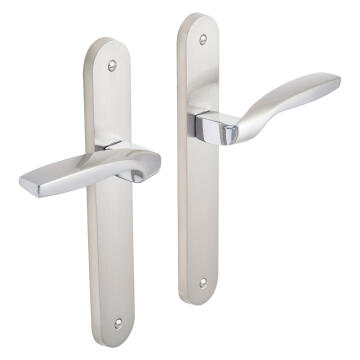 Door handles on plate keyless entry satin nickel finish claire inspire