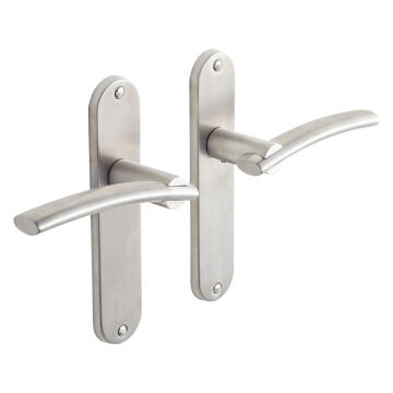 Door handles on plate keyless satin nickel finish marion 165mm inspire