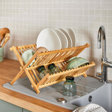 Bamboo 2Tier Dish Rack W44.5xH25xD21.5cm