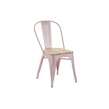 Oxford Steel & Acacia Patio Chair Pink D53cmxW44cmxH83cm (Excluding Table)