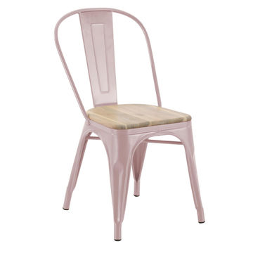 Oxford Steel & Acacia Patio Chair Pink D53cmxW44cmxH83cm (Excluding Table)