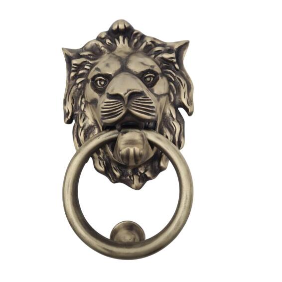 Door knocker lions head DCH antique brass