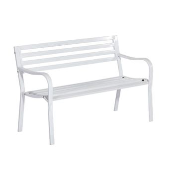 Steel Garden Bench White 128cm