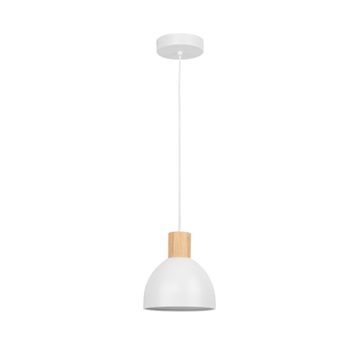 Inspire pendant light e27x1 d18cm metal matt white with wood natural  venosa