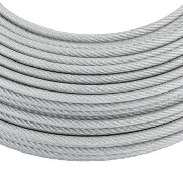 Cable steel plastic sheated CW2 transparent zinc plated diameter 2.9mm/4mm length 50m Standers