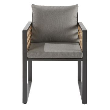 Naterial Ionis Aluminium & Teak  Armchair Grey D56cmxW65.5cmxH76cm (Excludes Table)