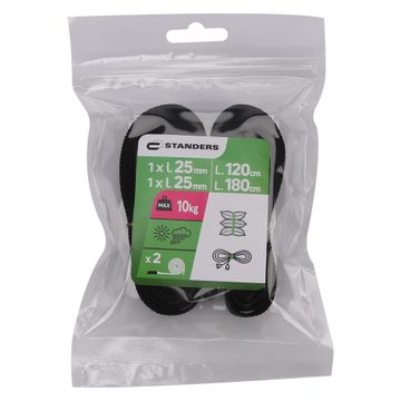 Straps with plastic clip ST46 x2 pieces 25mmx120cm and 25mmx180cm Payload 10kg STANDERS
