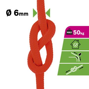 Rope diamond RO9 PP red diameter 6mm length 10m Standers