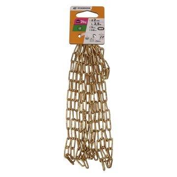 CH53 STEEL CHAIN WELDED BRASS FINISH 20KG D2MM L 25M