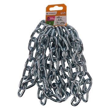 Chain steel zinc plated short link STANDERS L2.5m D6mm