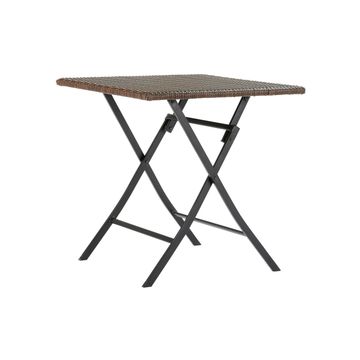 Zena Origami Wicker & Steel Patio Coffee Table Dark Brown L70cmxW70cmxH71.5cm (Excluding Chairs)