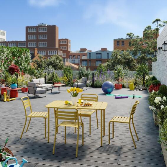 Outdoor Dining Table Café Lemon Yellow