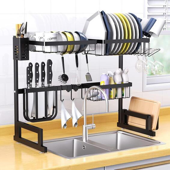 VENETIO Iron Powder Coating Kitchen Dish Drying Rack for Flat