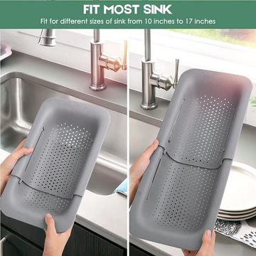 Fine Living Kitchen Expandable Sink Rinse And Drying Rack Grey D36Xh10Cm