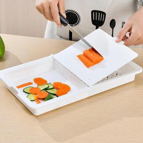  Fine Living Kitchen Cutting Board With Drainer White