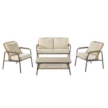 Naterial Etos Steel & PE Wicker 4 Piece Patio Set Natural