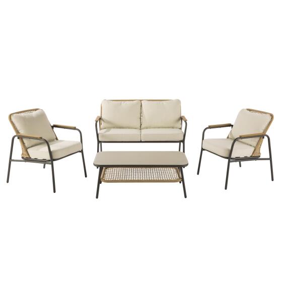 Naterial Etos Steel & PE Wicker 4 Piece Patio Set Natural