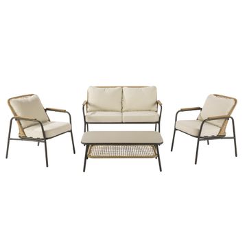 Naterial Etos Steel & PE Wicker 4 Piece Patio Set Natural
