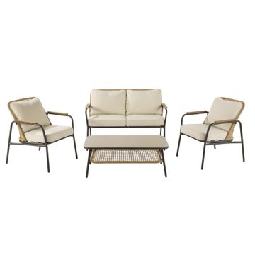 Naterial Etos Steel & PE Wicker 4 Piece Patio Set Natural