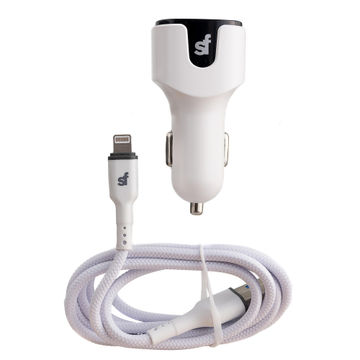 CAR CHARGER 3.4A DUAL LIGHTNING WHITE