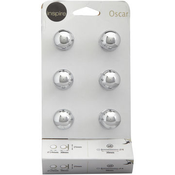 Cabinet knob sphere polished chrome oscar 24mm 6pc inspire