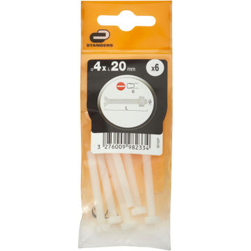 6 COUNTERSUNK 4X20 SLOTTED HEAD NYLON