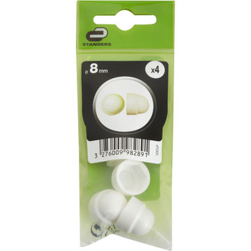 Plastic hexagon caps white 8mm 4pc standers