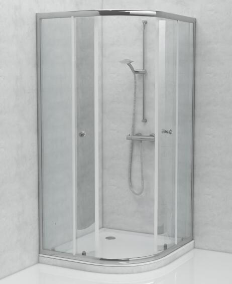 Shower door quadrant corner entry chrome with clear glass 90x90x185cm