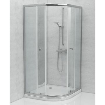 Shower door quadrant corner entry chrome with clear glass 90x90x185cm