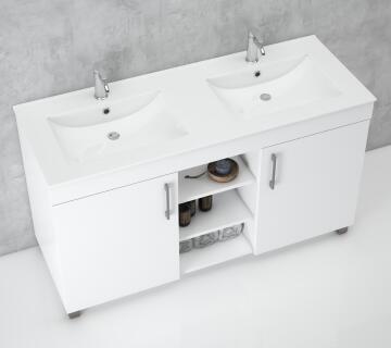 Cabinet & Basin F/Standing Sil White 120