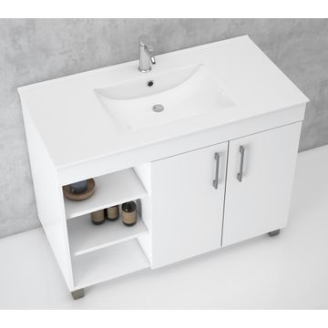 Bathroom Cabinet and Basin Free Standing Silhouette White 900mm