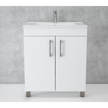 Bathroom Cabinet and Basin Free Standing Silhouette White 600mm
