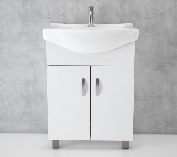 Bathroom Cabinet & Basin Free Standing Pure White 550mm