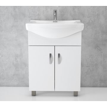 Bathroom Cabinet & Basin Free Standing Pure White 550mm