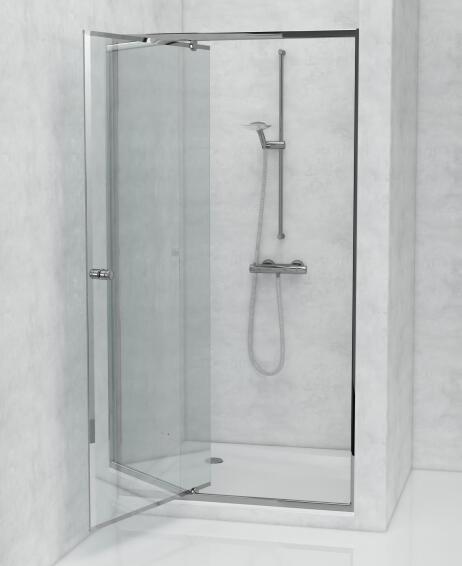 Extendable Pivot Chrome Shower Door with Clear Glass 80x102x200cm