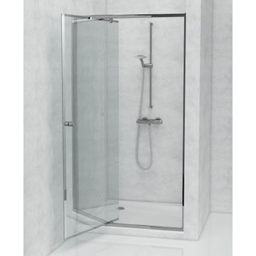 Extendable Pivot Chrome Shower Door with Clear Glass 80x102x200cm