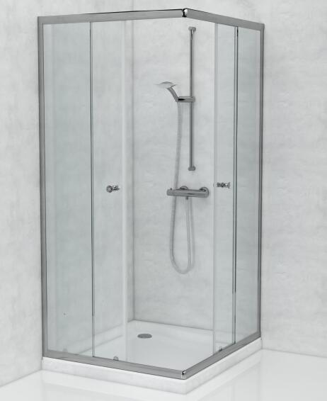 Shower door corner entry chrome with clear glass W90cmxD90xH185cm