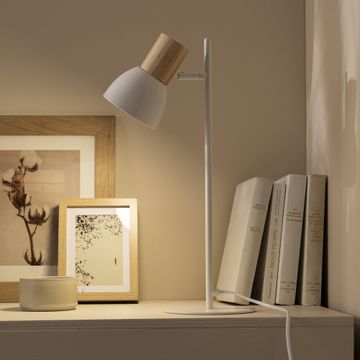 Table lamp e14x1 metal matt white wood