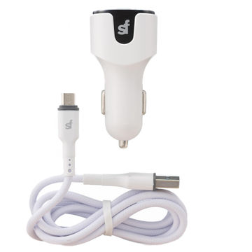CAR CHARGER 3.4A DUAL USB MICRO WHITE