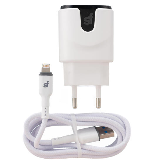 WALL CHARGER 3.4A DUAL LIGHTNING WHITE