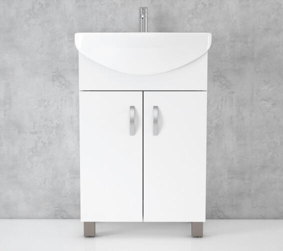 Free standing bathroom basin cabinet pure white 450mm