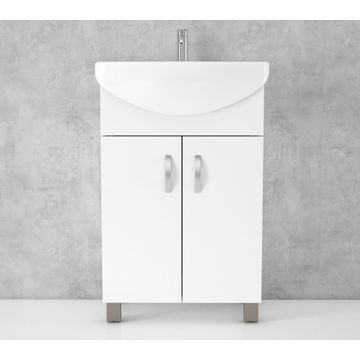Free standing bathroom basin cabinet pure white 450mm