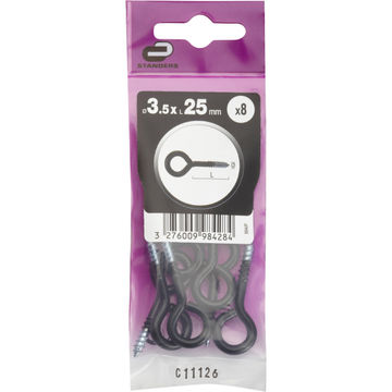 8P SCREW EYE BLACK 3.5X25, POLYBAG